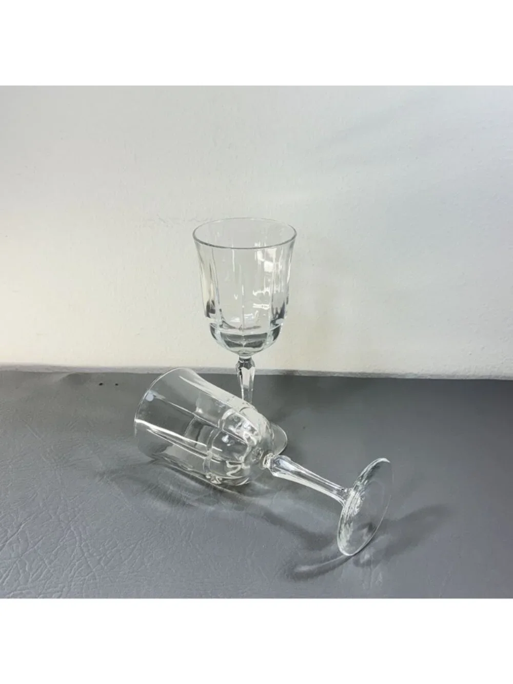 Arcoroc Bengale Crystal Water Goblets Set of 2 Paneled Stemware Vintage